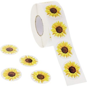 Blue Panda 1000 Pieces Yellow Sunflower Sticker Roll, DIY Crafts, Envelope Seals for Invitations (1.5 In) - 1 of 4