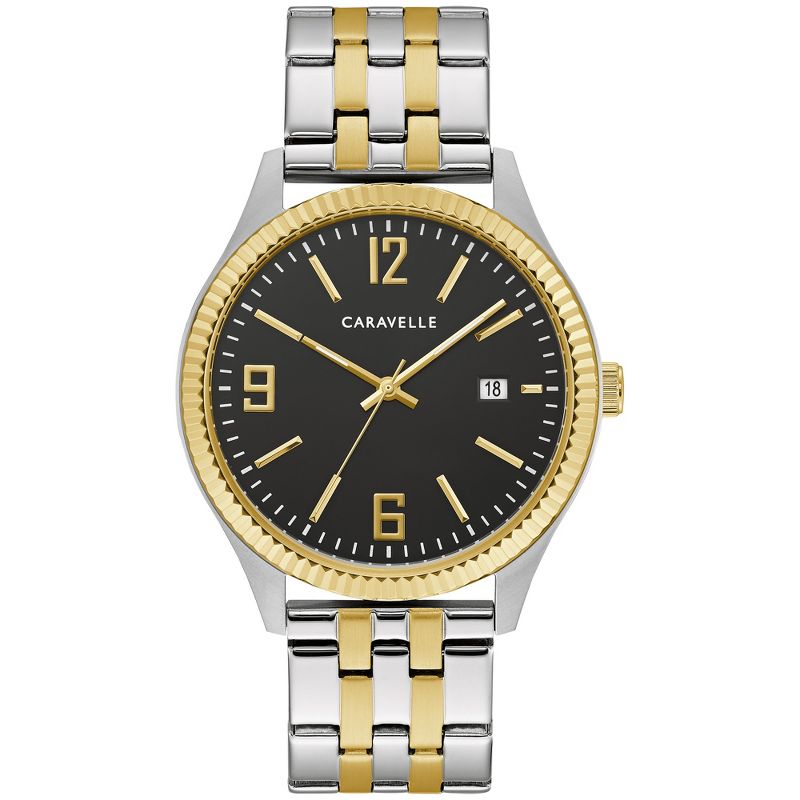 Caravelle designed by Bulova Men's Classic Two-Tone Stainless Steel 3-Hand Date Watch and Bracelet Box Set, 41mm Style: 45K000, 3 of 9