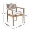 Lyngins 2-Pack Acacia Wood Patio Accent Chair, Teak-Look Finish Outdoor Dining Chair, Beige Rope + 2" Cushion, All-Weather Patio Furniture for Garden - 2 of 4