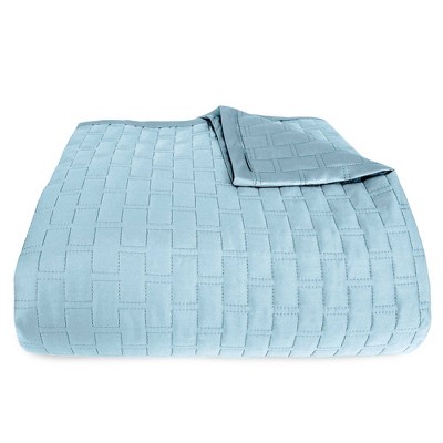 King Sky Blue Reversible Bamboo Quilted Coverlet Set