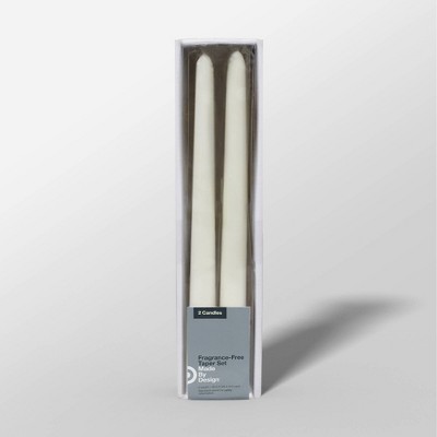 10" 2pk Unscented Taper Candle Set Cream - Made By Design™