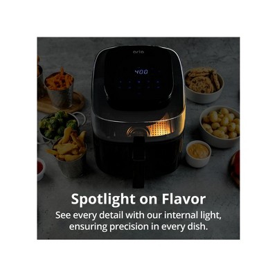 Black 6-Quart Electric Panoramic Air Fryer with Touch Screen