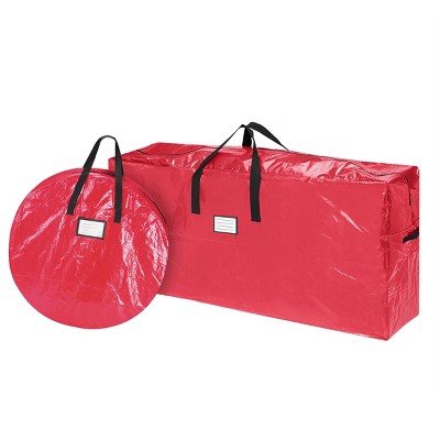 Hastings Home Christmas Tree and Wreath Storage Bags – Red, Set of 2