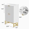 Modern Wave Shoe Cabinet - Slim Entryway Shoe Storage Organizer with 2 Flip Drawers, Fluted Texture Design, and Sturdy Metal Frame for Living Room - 2 of 4