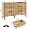 Fluted Dresser with 6 Deep Drawers, 47.2" Tall Chest of Drawers with Faux Marble Top - 4 of 4