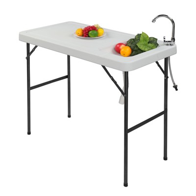 Portable Folding Table with Built-in Sink Faucet Fish Fillet Cutting Table Suitable for Cleaning Fish Vegetables Fruits