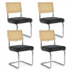 Set of 4 Kylie 20.5" Wider Tufted Seat Upholstered Fabric Chairs with Chrome Legs And Mesh Backrest Cane Rattan Dining Chairs - Maison Boucle - 2 of 4