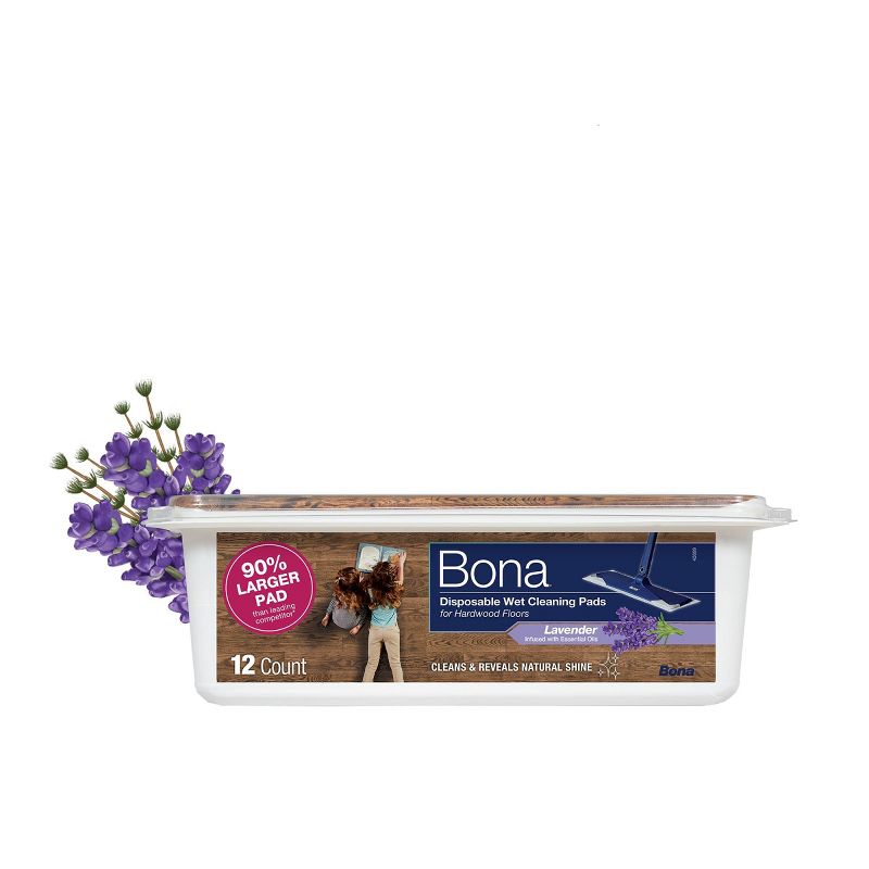 Bona Lavender Cleaning Products Mop Refill Wood Surface Wet Mopping Cloths - 12ct, 1 of 8