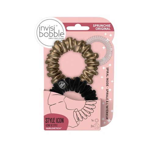 Invisibobble Sprunchie Slim True Hair Elastics - Black/gold - 2ct : Target