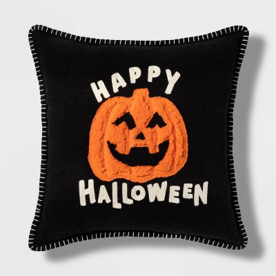 Pumpkin Square Throw Pillow Black/Orange - Hyde & EEK! Boutique™