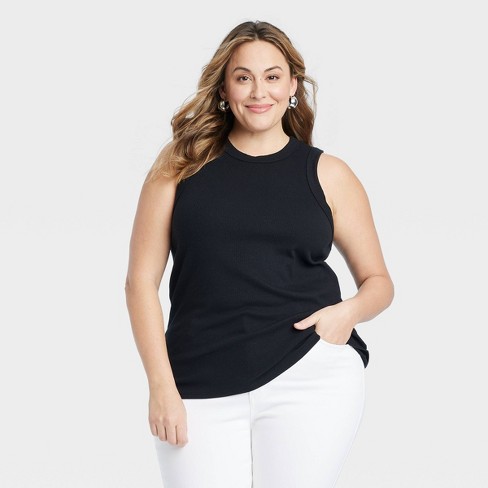 Women's Slim Fit High Neck Tank Top - Ava & Viv™ Black 3x : Target