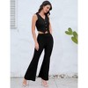 Whizmax 2 Pieces Casual Outfits For Women V Neck Sleeveless Blazer Vest High Waist Wide Leg Pant Suit Sets - 4 of 4