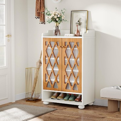 Tribesigns 7-Tier Wooden Narrow Shoe Cabinet with Removable & Adjustable Shelves