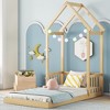 CAVINAS Twin/Full Size Bed Frame with House-Style Roof & Headboard Guardrails,Modern Floor Bed for Kids Room,Bedroom - 2 of 4