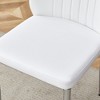 Vynxaria Set of Eight White PU Dining Chairs with Silver Metal Legs - 3 of 4