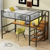 Full Size Metal Loft Bed with Desk and Storage Staircase - 4 of 4