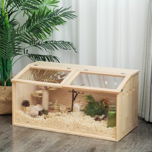 LAOTIES Transparent Wooden Hamster Cage,Small Animal Habitat Hutch for Gerbils,Guinea Pigs,Rats with Acrylic Panels - 1 of 4