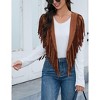 Women's Fringe Vest 70s western Hippie Faux Suede Sleeveless Costume Fringe Waistcoat - 3 of 4