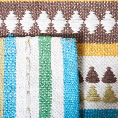 Handwoven Coastal Charm Light Blue Cotton Area Rug - 3' x 5'