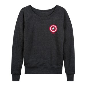 Women's - Marvel - Captain America Icon Lightweight French Terry Wide Neck Long Sleeve Shirt - 1 of 4