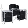Maggift patio side table, portable camping table with windshield, 4 tabletops, 3 cabinets suitable for camping, picnic, black, 68.5"*18"*43.75" - 3 of 4