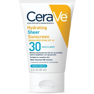 CeraVe Hydrating Sheer Sunscreen Lotion for Face and Body - SPF 30 - 3 fl oz_3