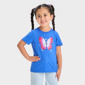 Toddler Girls' Americana Butterfly Graphic T-Shirt - - Cat & Jack™ Blue - 1 of 4
