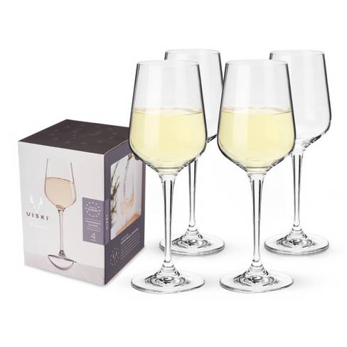 Viski Crystal Chardonnay Glasses-Crafted White Wine Glasses Set of 4 - 6oz  Stemmed Chardonnay Wine Glass for Wedding or Anniversary, Gift Ideas, Clear