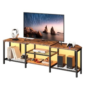 GustoWave Corner TV Stand for 75 Inch TV, TV Media Console Table with 3-Tier Open Storage Shelves & Power Outlet - 1 of 4