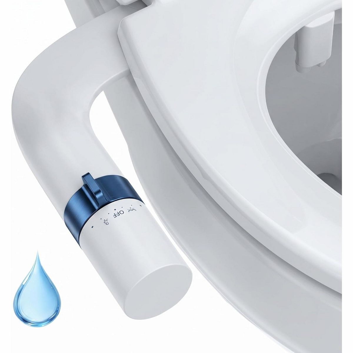 Ultra-Slim Bidet Attachment for Toilet, Non-Electric Cold Water Sprayer, Adjustable Pressure Dual Nozzle for Front/Rear Wash, Bathroom, White/Gray - thumbnail 7
