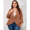 Women's Ruffled Hem Blazer Cardigan, Single-Button Lapel Jacket with 3/4 Sleeves for Casual & Office Wear - 3 of 4