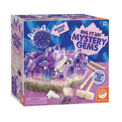 Excavation Kits for Kids with Rock Brush Gemstone Digging Kit with 17 Gems 