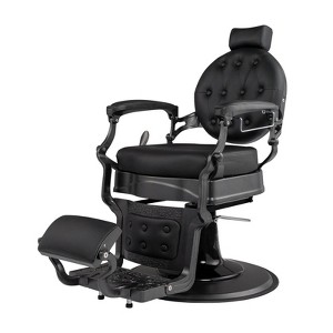 Karl Home Black with Gold Vintage Style Heavy Duty Hydraulic Recline Barber Chair - 1 of 4