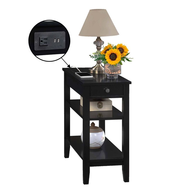  American Heritage 1 Drawer Chairside End Table with Charging Station and Shelves - Breighton Home, 3 of 9