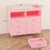 TackView Baby Changing Table Dresser with Lights & Power Outlet – 6-Drawer Nursery Dresser with 2 Open Shelves - 3 of 4