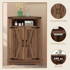 Farmhouse Style Corner Storage Cabinet with Barn Door, Floor Standing Cabinet with Adjustable Shelves for Living Room Bathroom Kitchen - 3 of 4