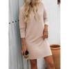 Women Casual Fall Crewneck Long Sleeved Pocket Dress Ribbed Mini Tshirt Dress Shift and T-Shirt Dresses for Women - 4 of 4