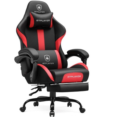 GTPLAYER Swivel Dorm Gaming Chair, Ergonomic Computer Chair with Footrest, Lumbar Support, PU Leather