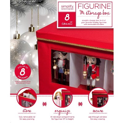 Red Fabric Collapsible Christmas Mug Storage Box with Lid