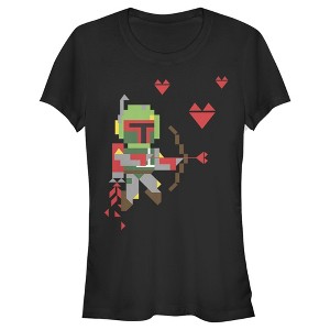 Juniors Womens Star Wars Valentine's Day Boba Fett Cupid T-Shirt - 1 of 4