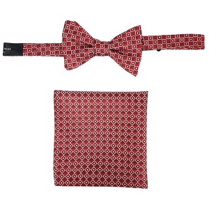 Men's Checkered 2.75" x 4.75" Adjustable 16" - 20" Freestyle Self Tie with Hankie Set - 1 of 4