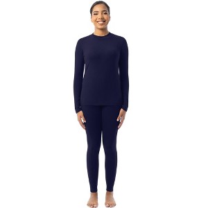 Fruit of the Loom Women's Thermal Performance High Mock Neck Top & Thermal Legging Bottom Set, Sizes XS-XXXL - 1 of 4