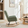 ROOMTEC Modern Upholstered Accent Rocking Chair with Side Pocket, High Backrest Rocker Glider Chair, Armchair with Solid Wood Legs - 3 of 4
