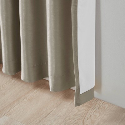Pewter Faux Silk Total Blackout Tab Top Curtains