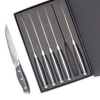 Ginsu Daku 6-Piece Black Steak Knife Set, Dishwasher Safe and Always Sharp