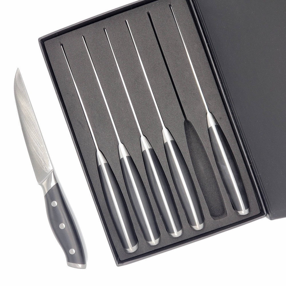 BBQ Dragon 6pc Steak Knife Set: Forged Stainless Steel, Hand Wash, 5 Blade, ABS Handle