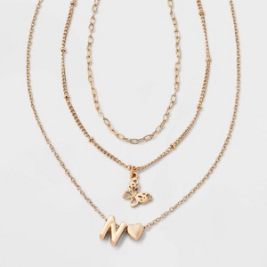 Girls' Initial with Choker and Layered Necklace Set - art class™ Gold - 1 of 3