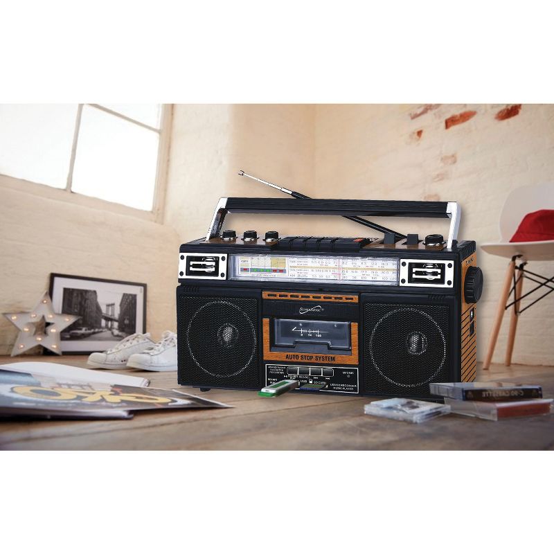 Supersonic® Retro 4-Band Radio and Cassette Player with Bluetooth®, 2 of 5