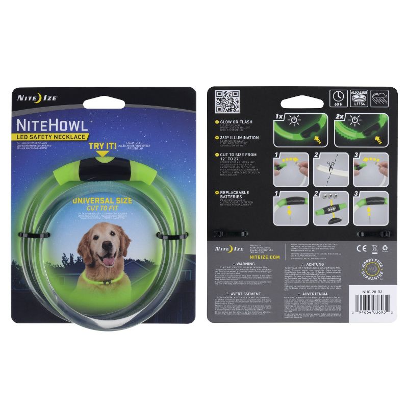 Nite Ize Nite Howl LED Safety Necklace Adjustable Dog Collar - Green, 4 of 10