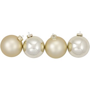 Northlight 4ct Champagne Gold 2-Finish Glass Christmas Ball Ornaments 4" (100mm) - 1 of 4